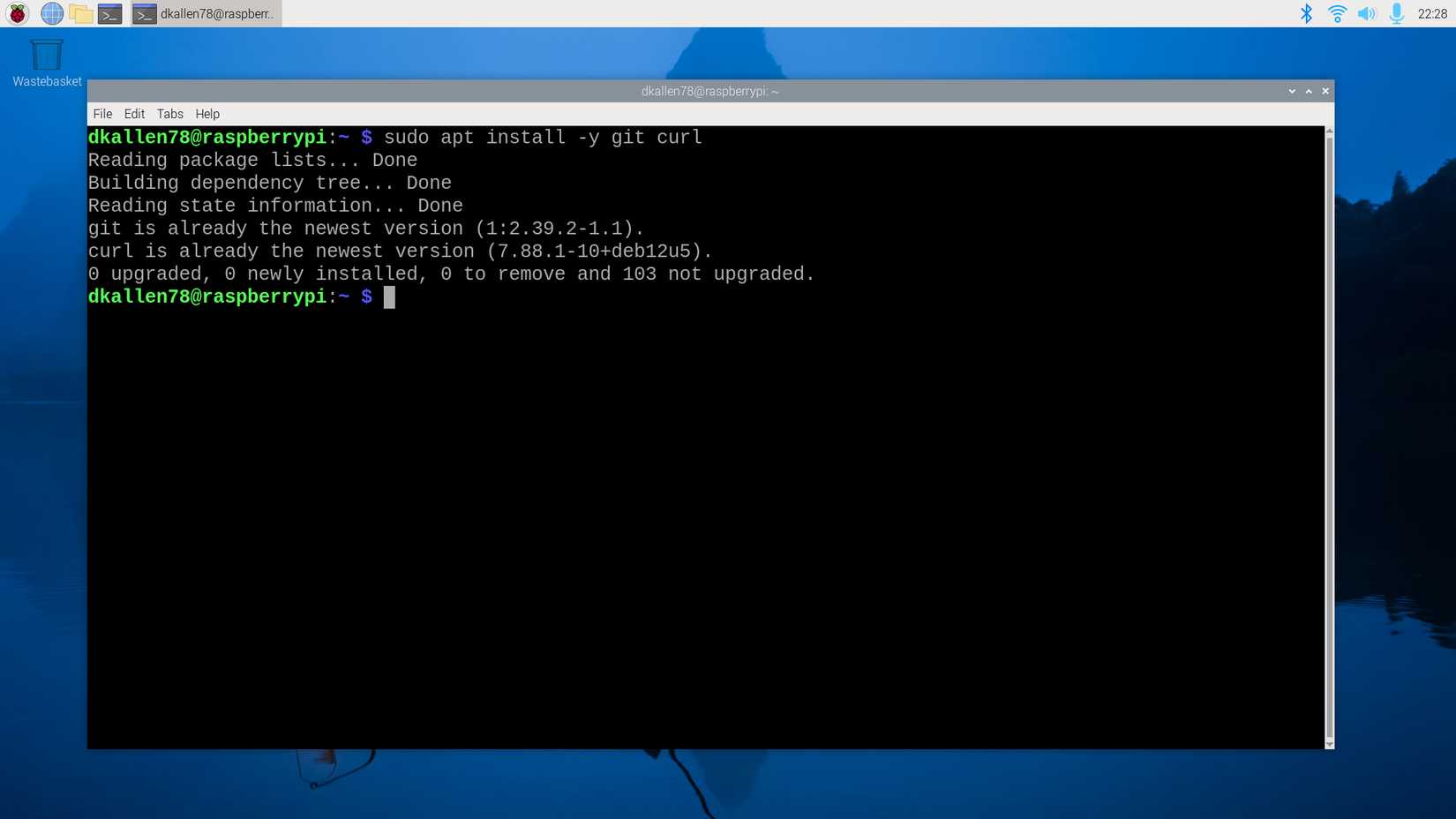 Raspberry Pi 5 install curl and git