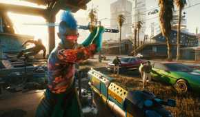 A man fighting the player with a katana