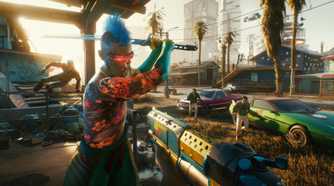 A man fighting the player with a katana