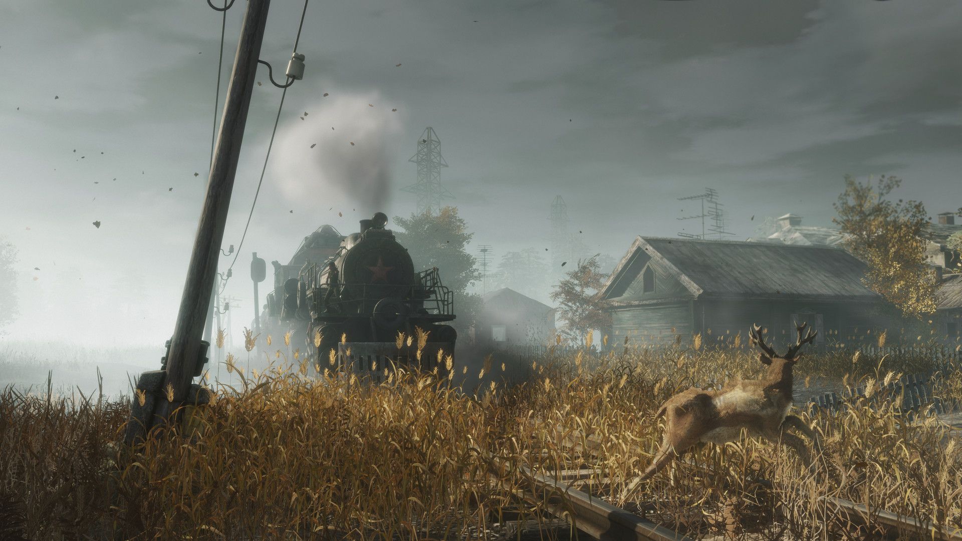 metro exodus train running in wilderness