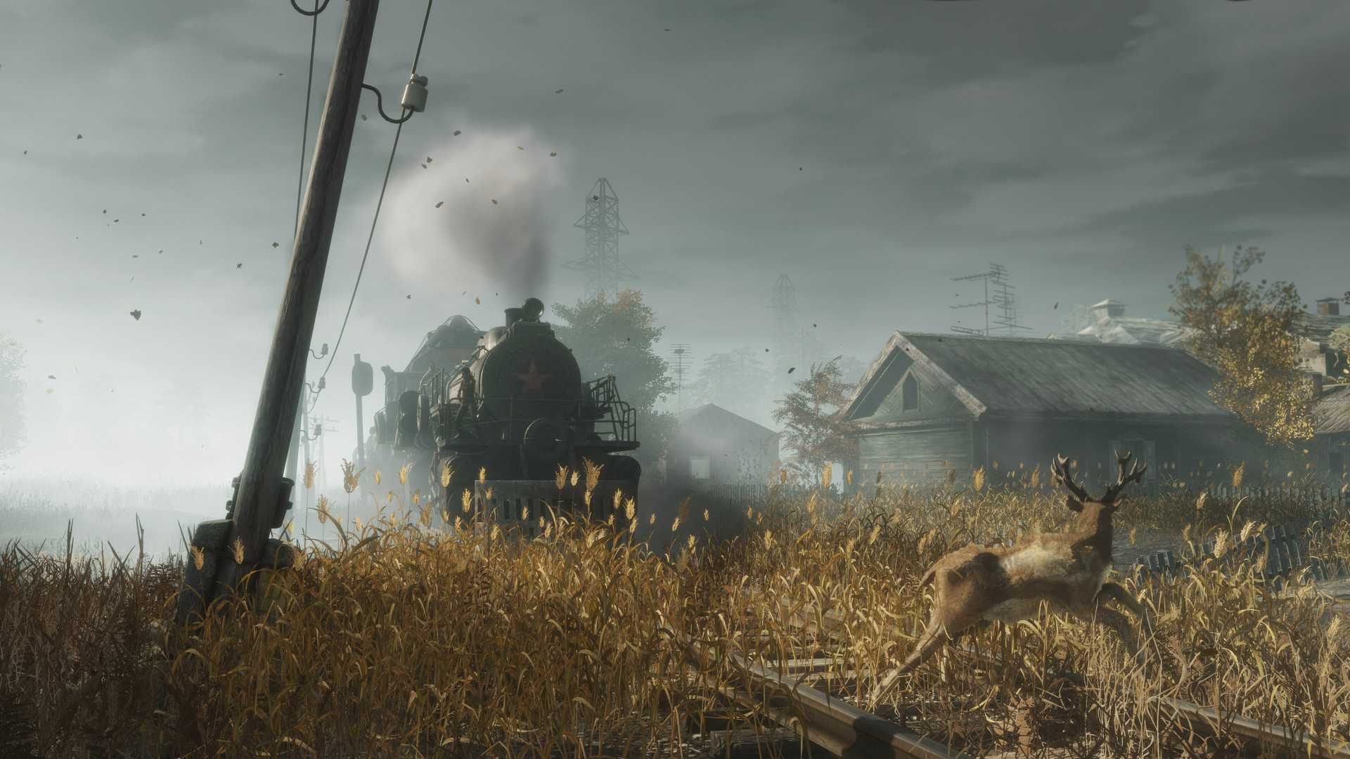 metro exodus train running in wilderness