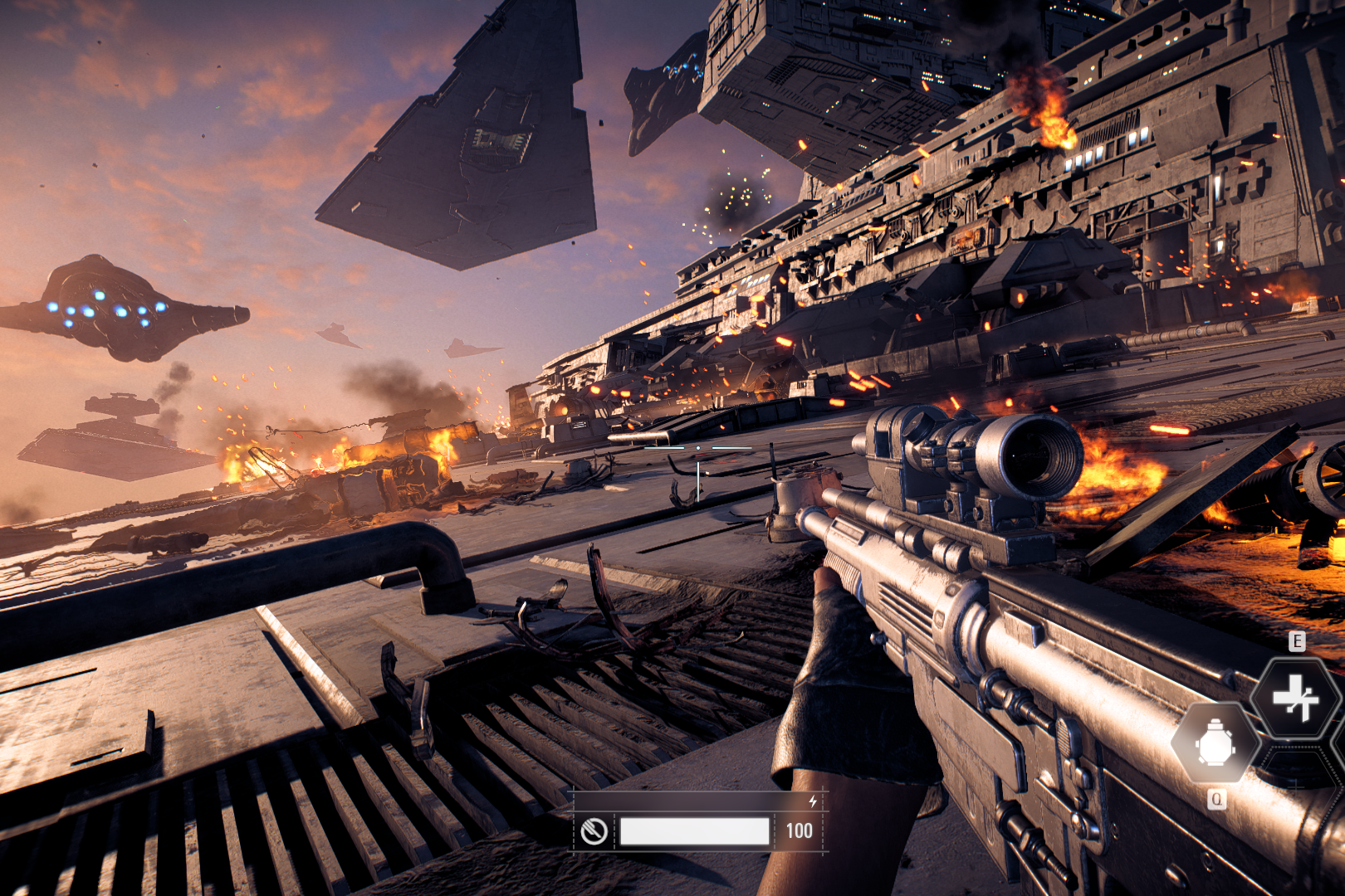A first person view of a battle