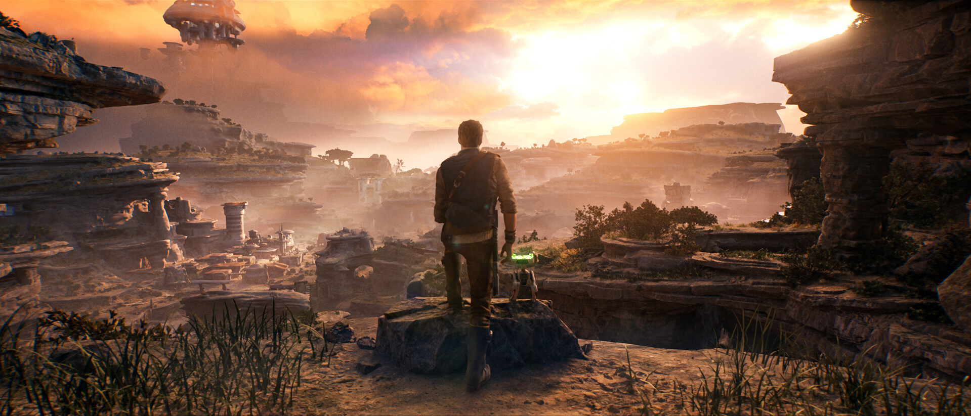 star wars jedi survivor cal kestis looking at sunset