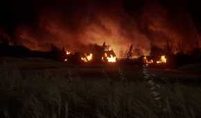 a burning village