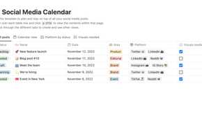 Social media calendar notion template