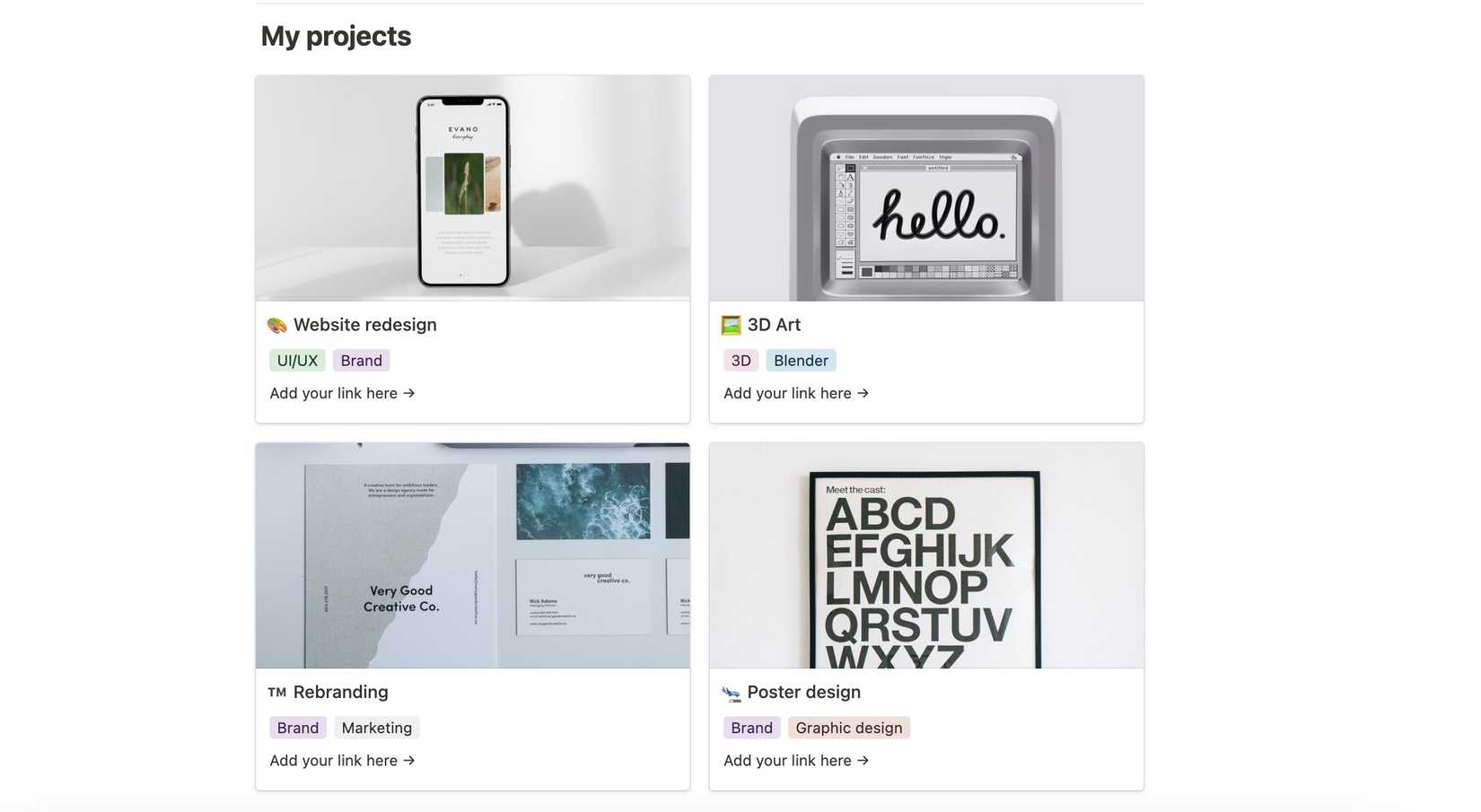Design portfolio notion template