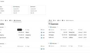 Finance tracker Notion template