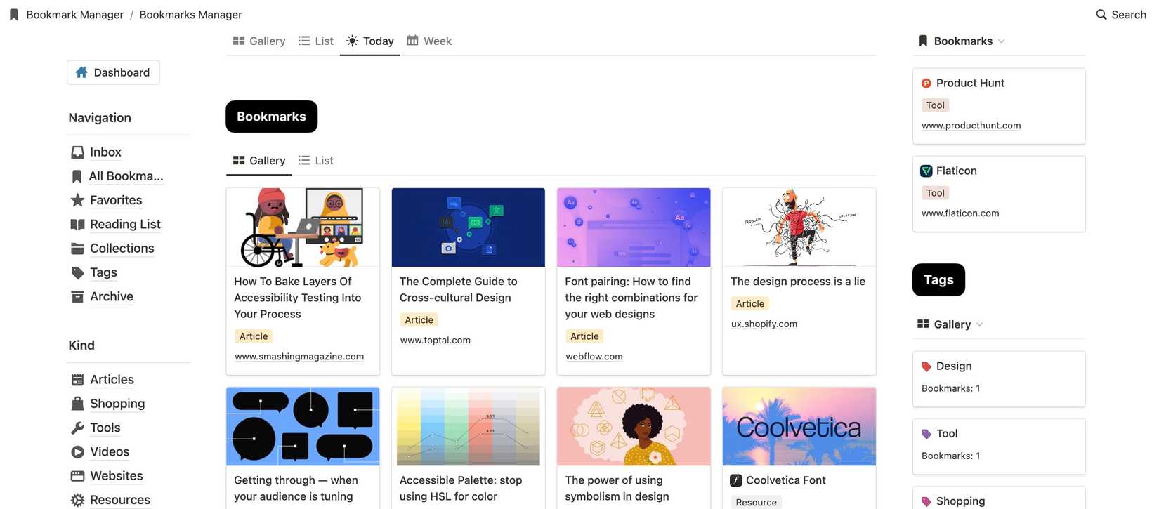 Bookmarks manager notion template