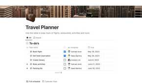 Travel planner Notion template