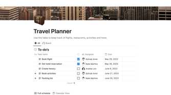Travel planner Notion template
