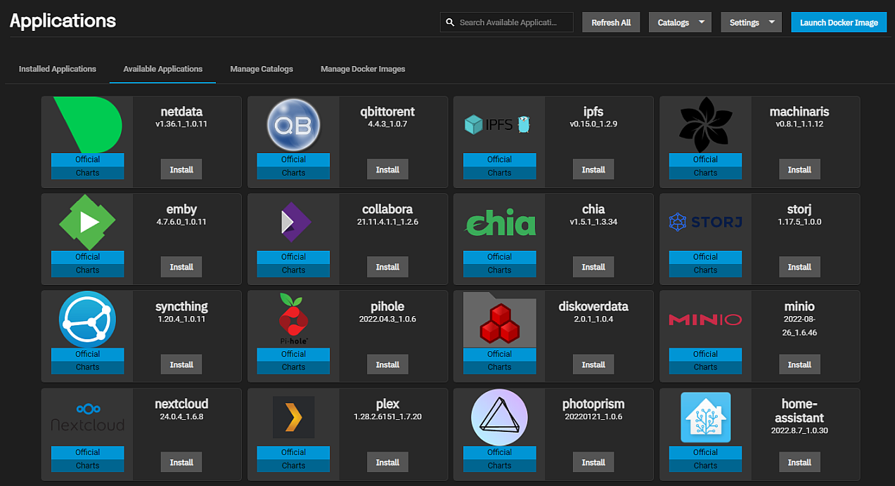 truenas launch docker image