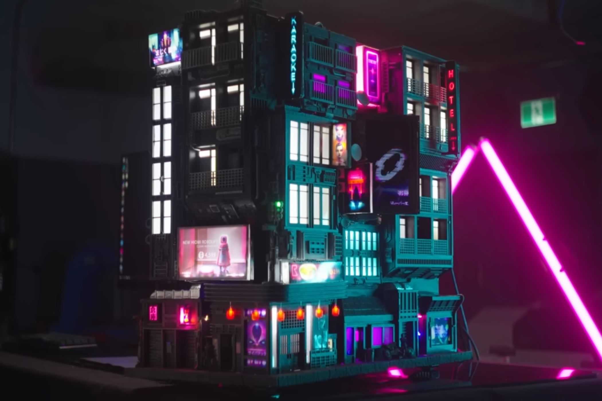An image showing a neon city themed PC case