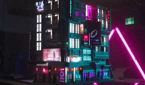 An image showing a neon city themed PC case