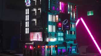 An image showing a neon city themed PC case