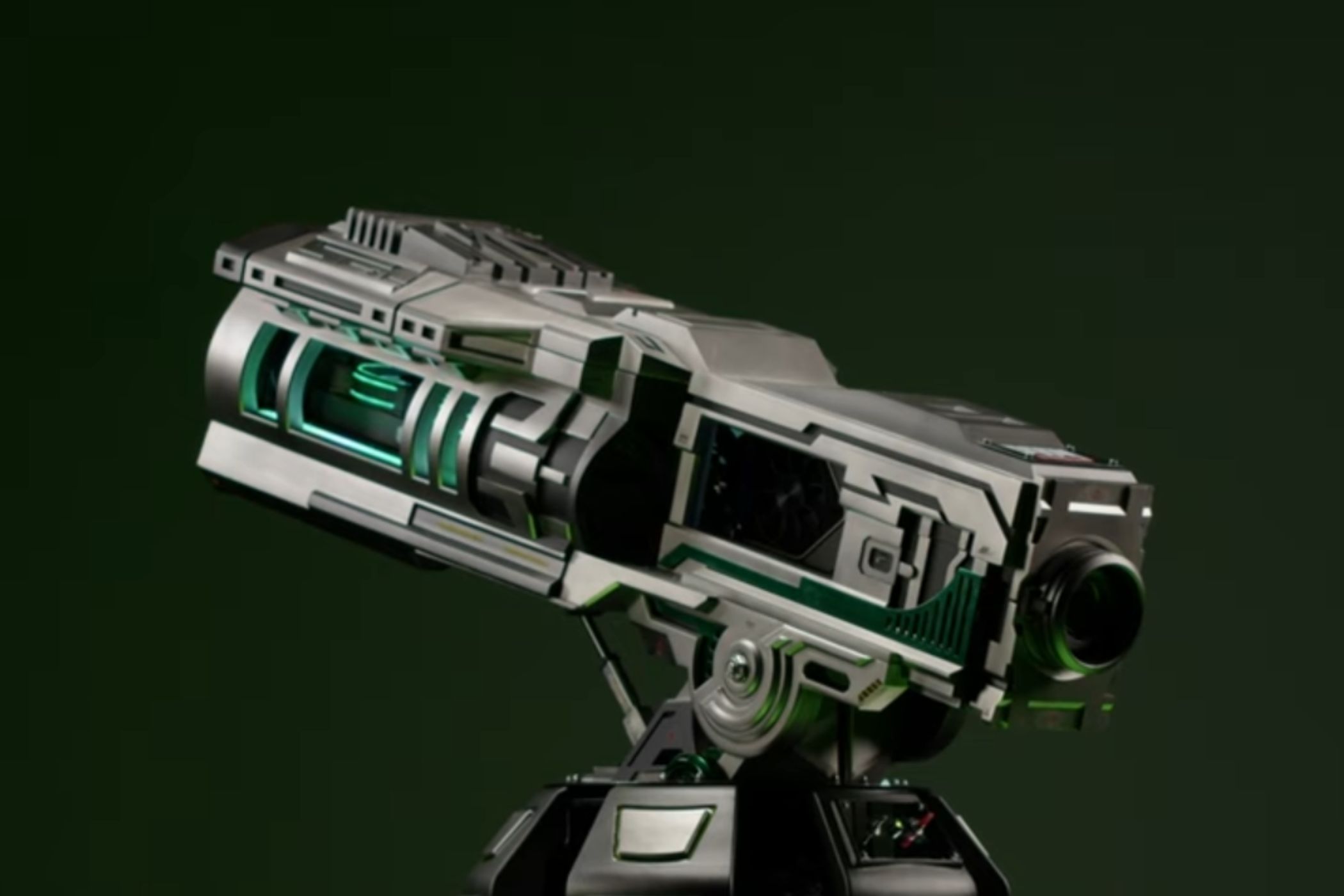 An image showing the back of a Doom Eternal's BFG inspired PC case 1