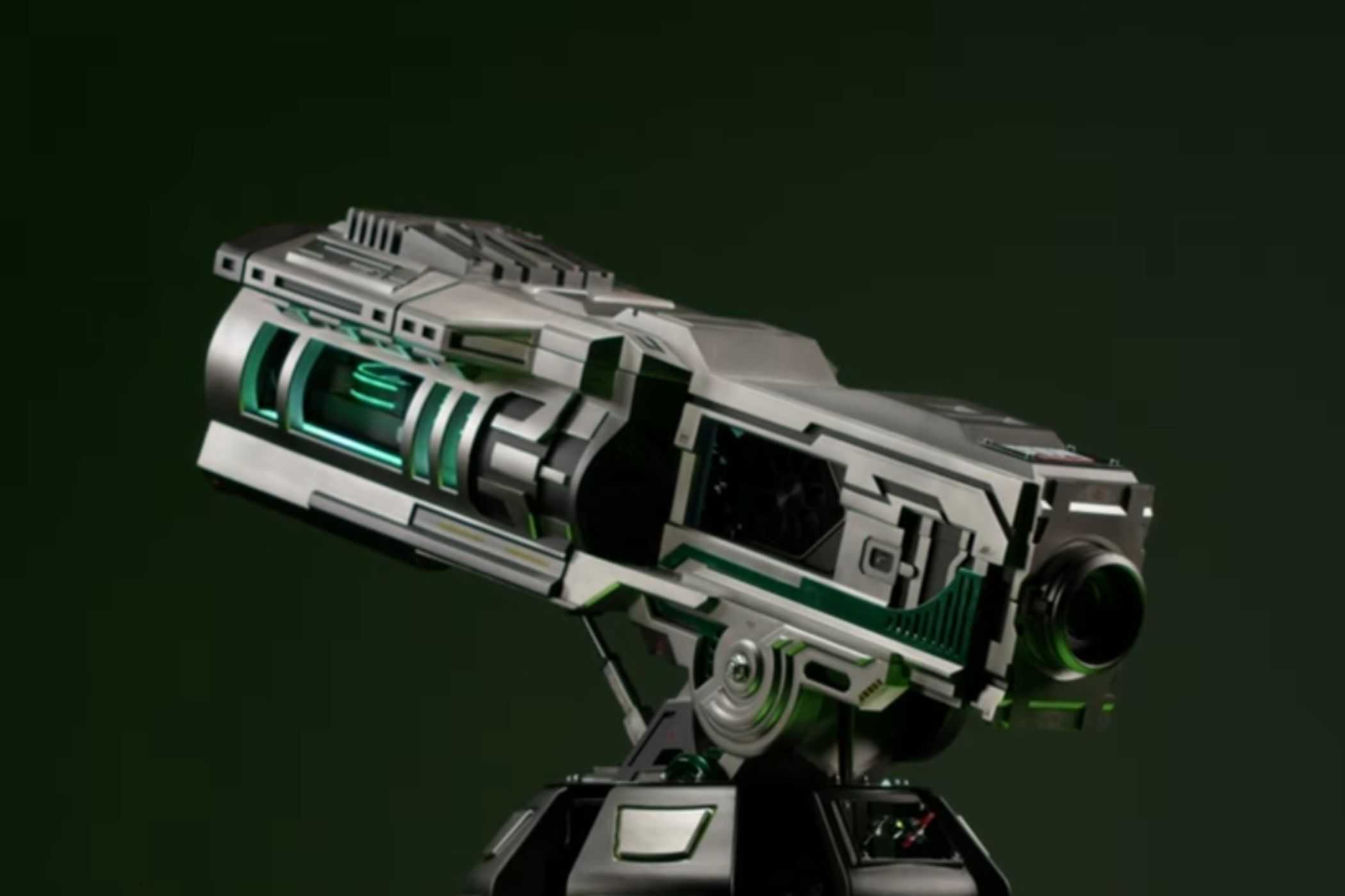 An image showing the back of a Doom Eternal's BFG inspired PC case 1