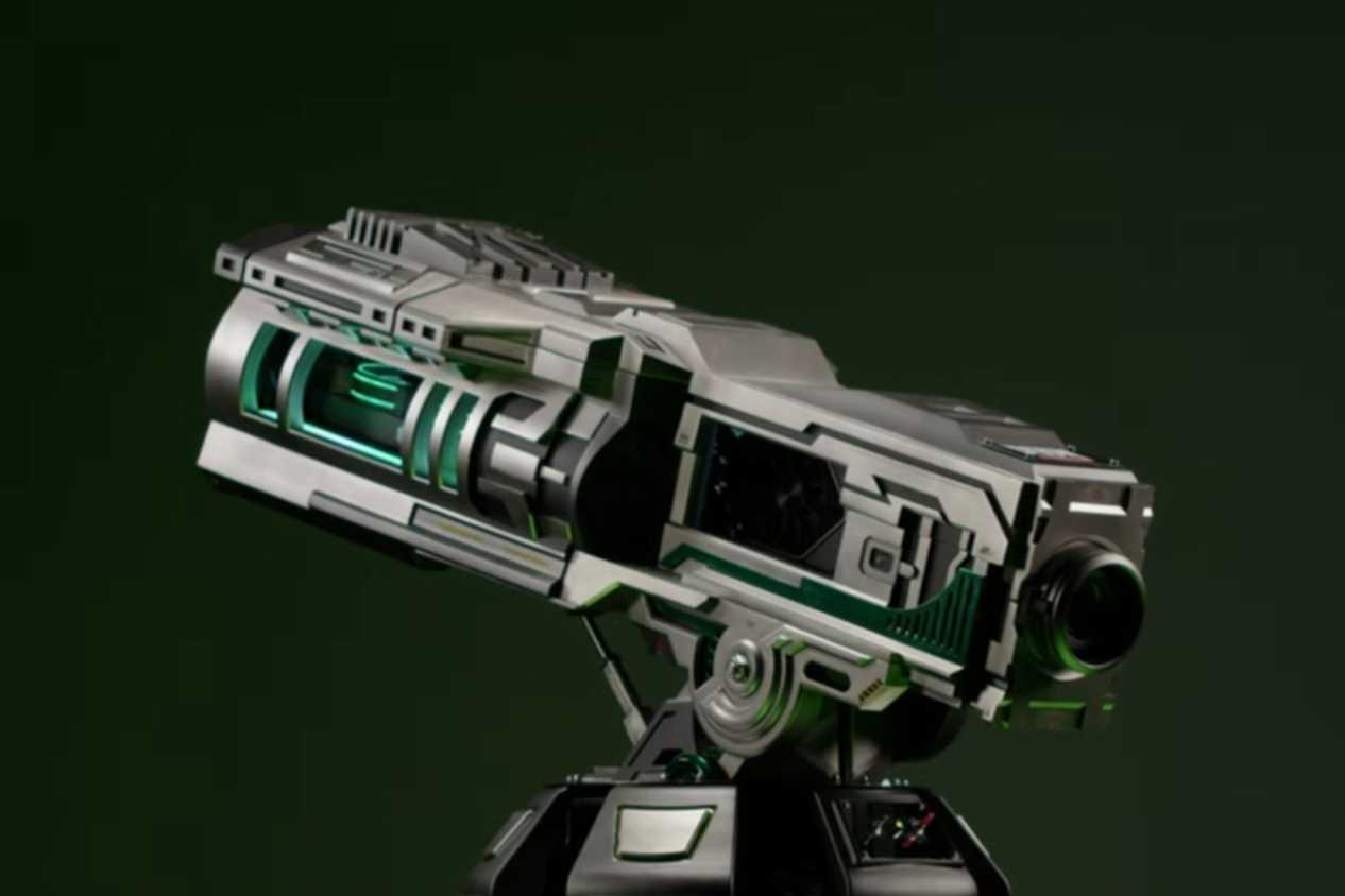An image showing the back of a Doom Eternal's BFG inspired PC case 1