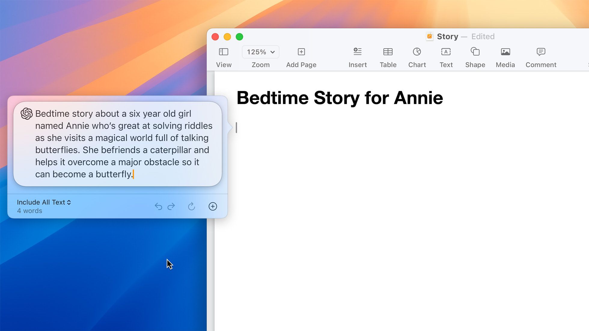 apple intelligence writing tools compose prompt with ChatGPT