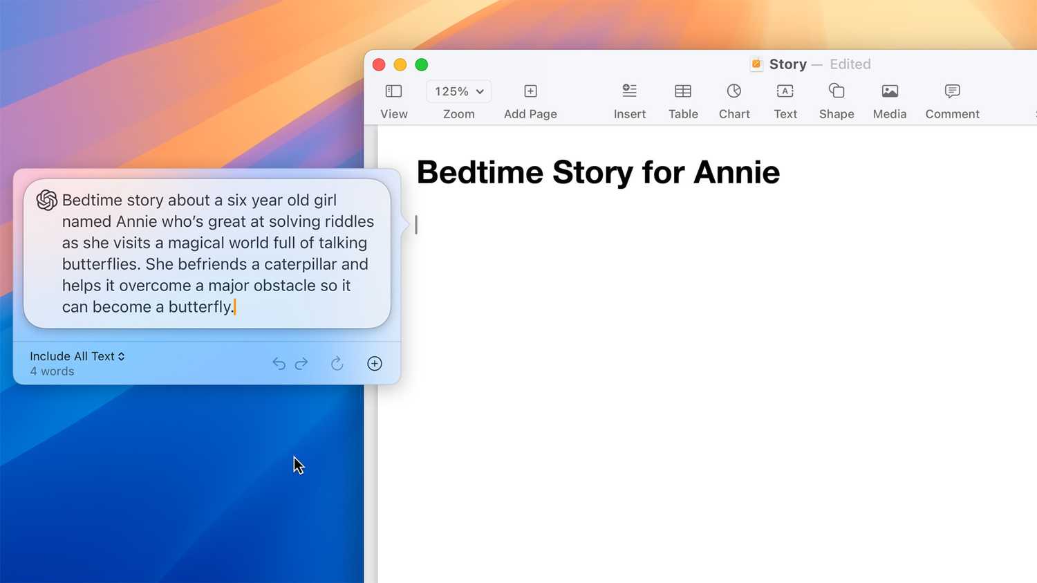 apple intelligence writing tools compose prompt with ChatGPT