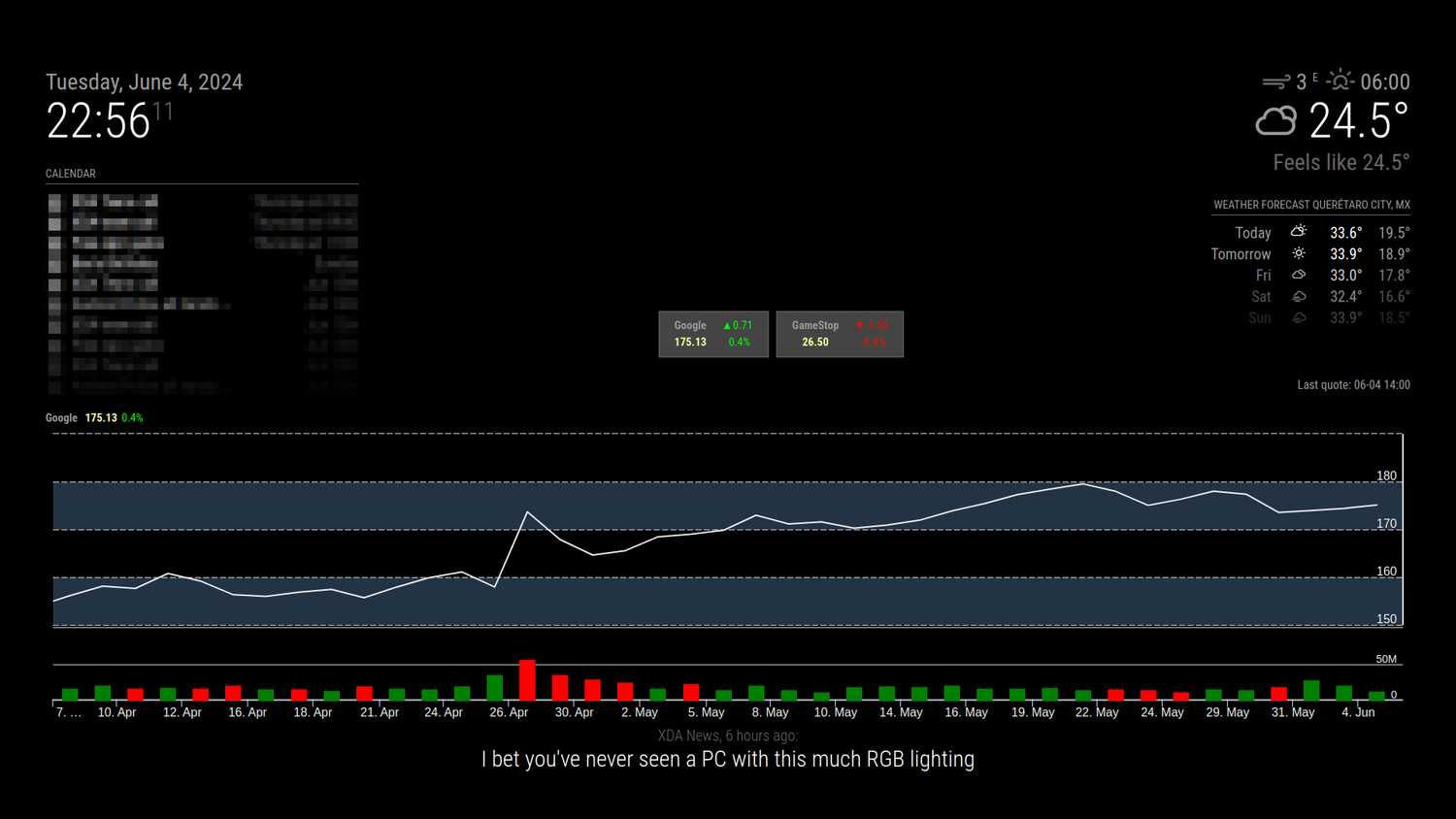 Screen capture of AVStock module