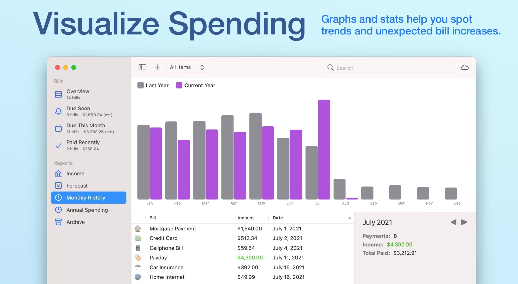 A screenshot showing Chronicle visualize spending