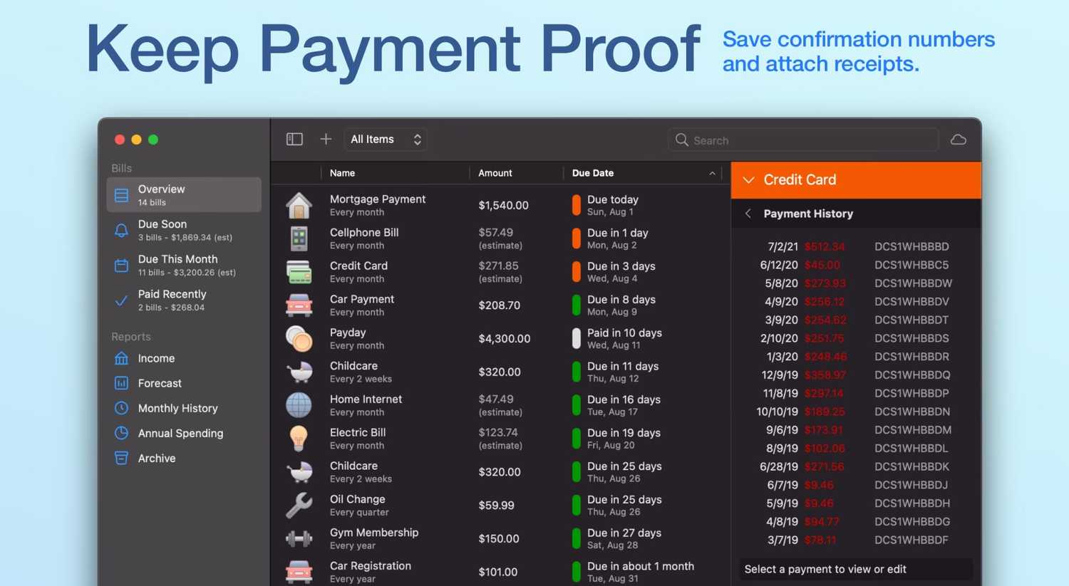 A screenshot showing Chronicle payment proof