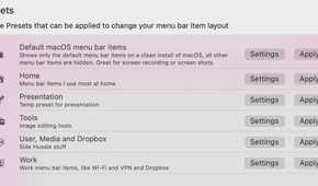 A screenshot showing Bartender settings