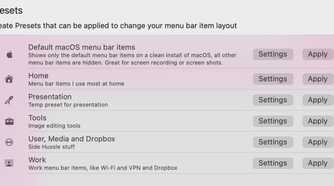 A screenshot showing Bartender settings