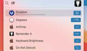 A screenshot showing Bartender search