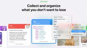 A screenshot showing Paste organization