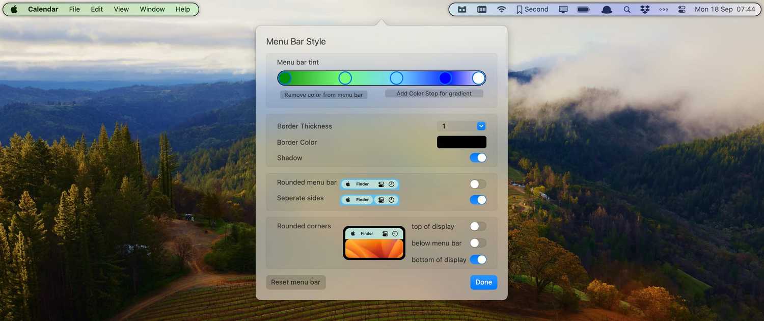 A screenshot showing Bartender menu bar