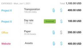 A screenshot showing Clockify projects