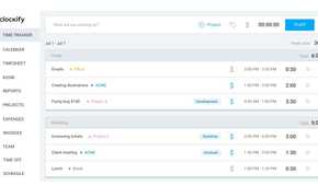 A screenshot showing Clockify home