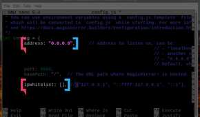 config.js file after setting up to be a server