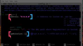 config.js file after setting up to be a server