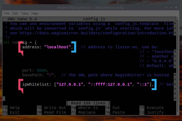 config.js file before setting up to be a server