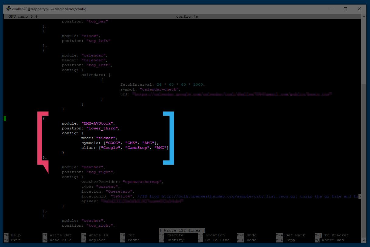 config.js settings for AVStock module