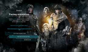 A promotional screenshot for the Frostpunk game.