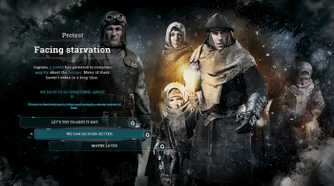 A promotional screenshot for the Frostpunk game.