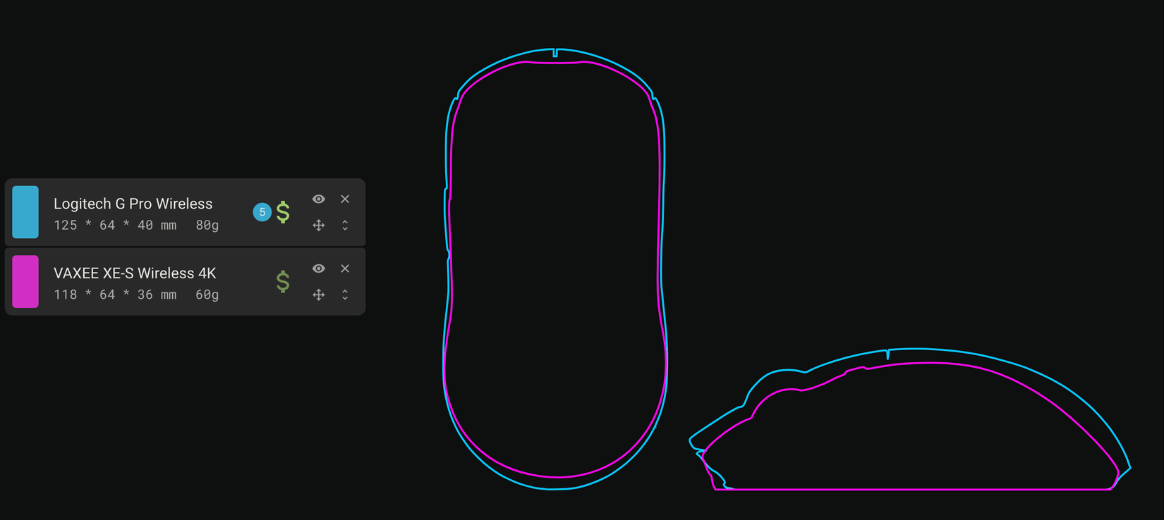 g pro wireless vs vaxee xe-s shape