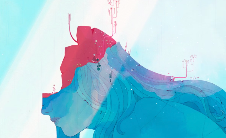 A promotional screenshot for Gris.