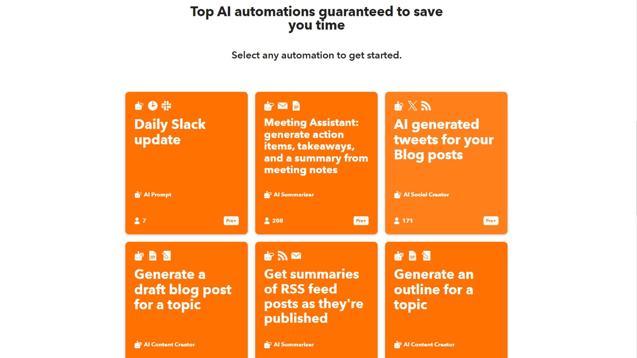 screenshot of ifttt website showing ai automations