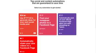 screenshot of ifttt website showing social media applets