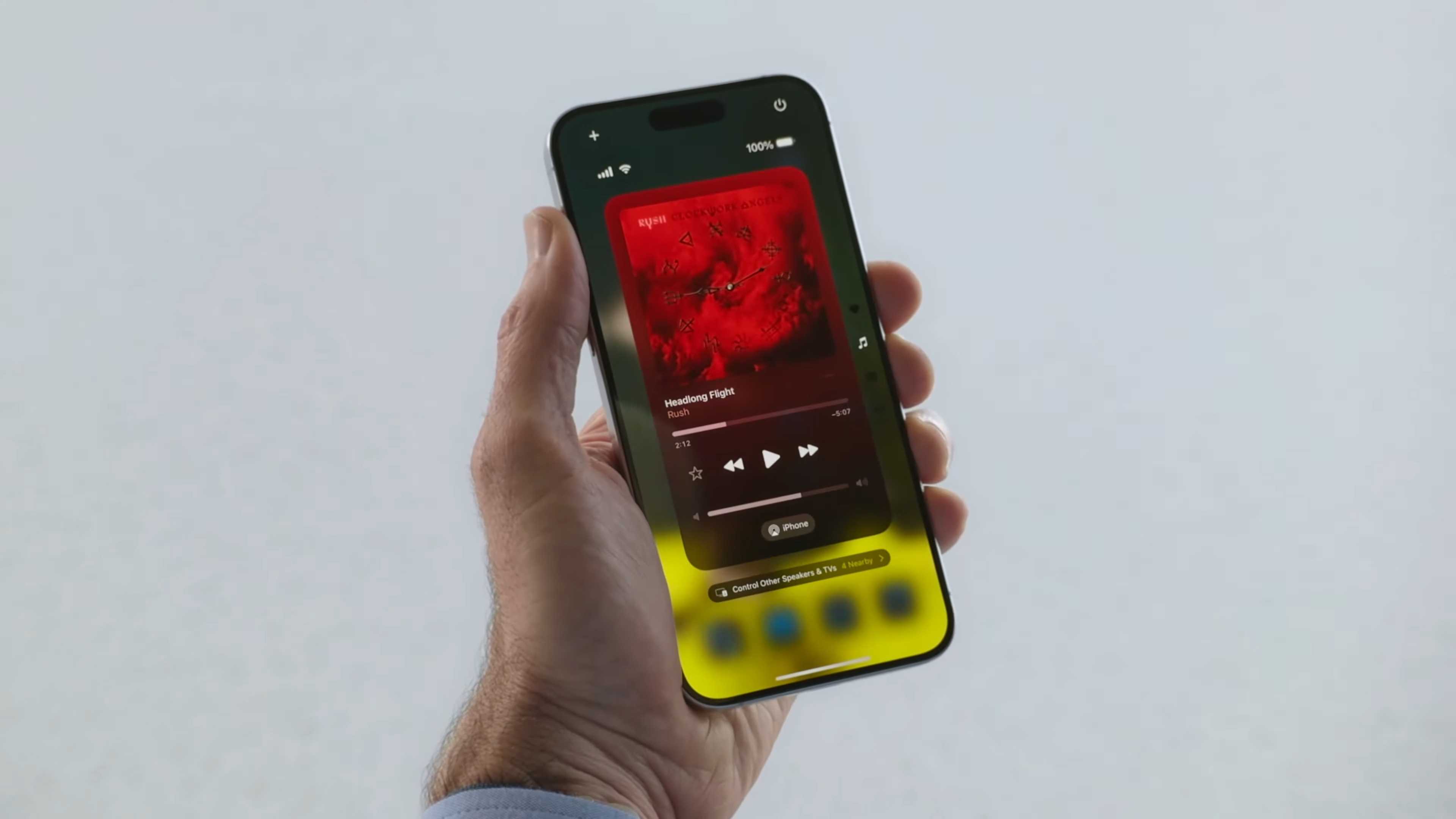 iOS 18 control center music player