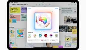 The Freeform app on iPad with intelligent image suggestions via Image Playground on iPadOS 18