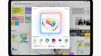 The Freeform app on iPad with intelligent image suggestions via Image Playground on iPadOS 18