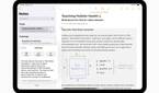 An iPad showing the Notes app with new AI tools in iPad OS18