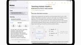 An iPad showing the Notes app with new AI tools in iPad OS18