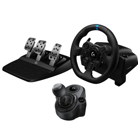 A transparent render of the Logitech G923 wheel