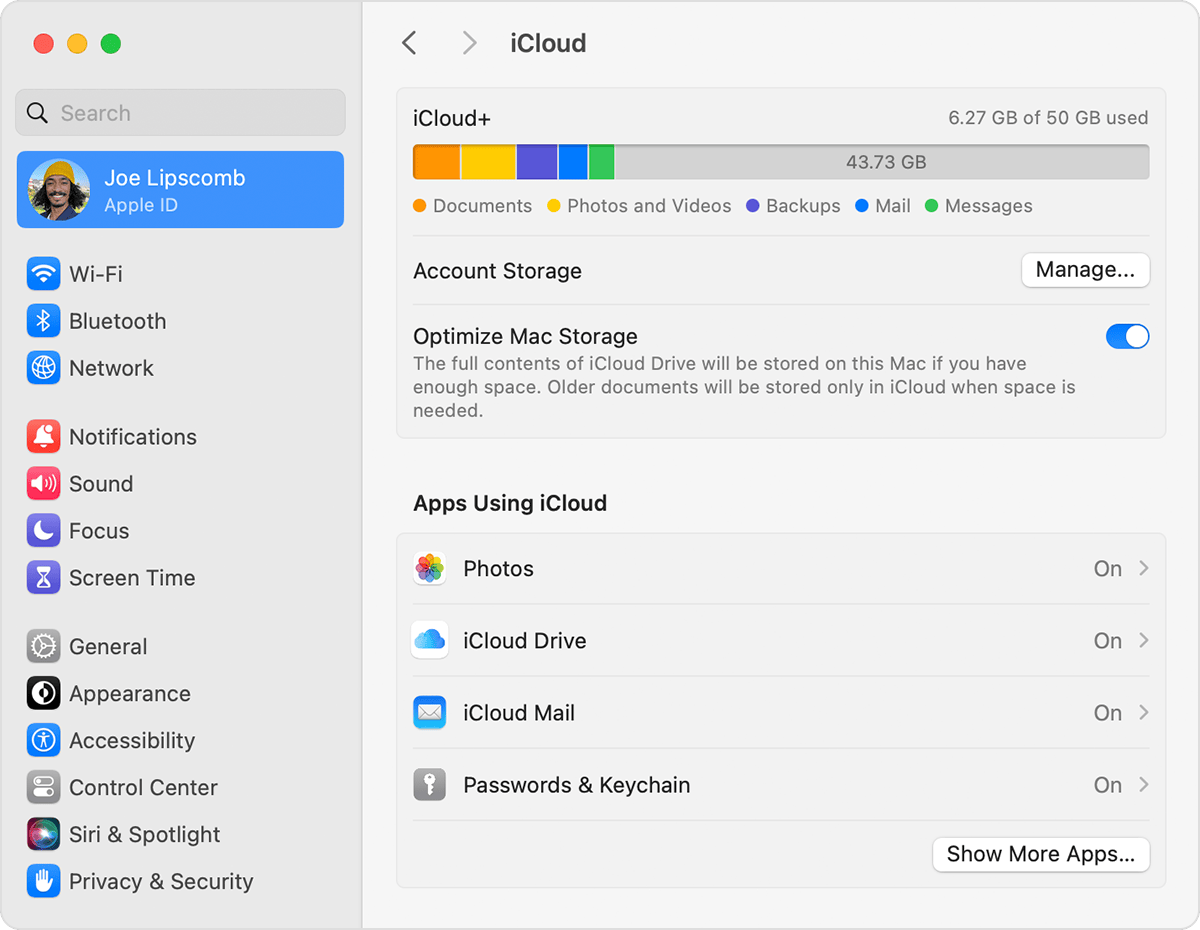 macos sonoma system settings icloud apps using icloud